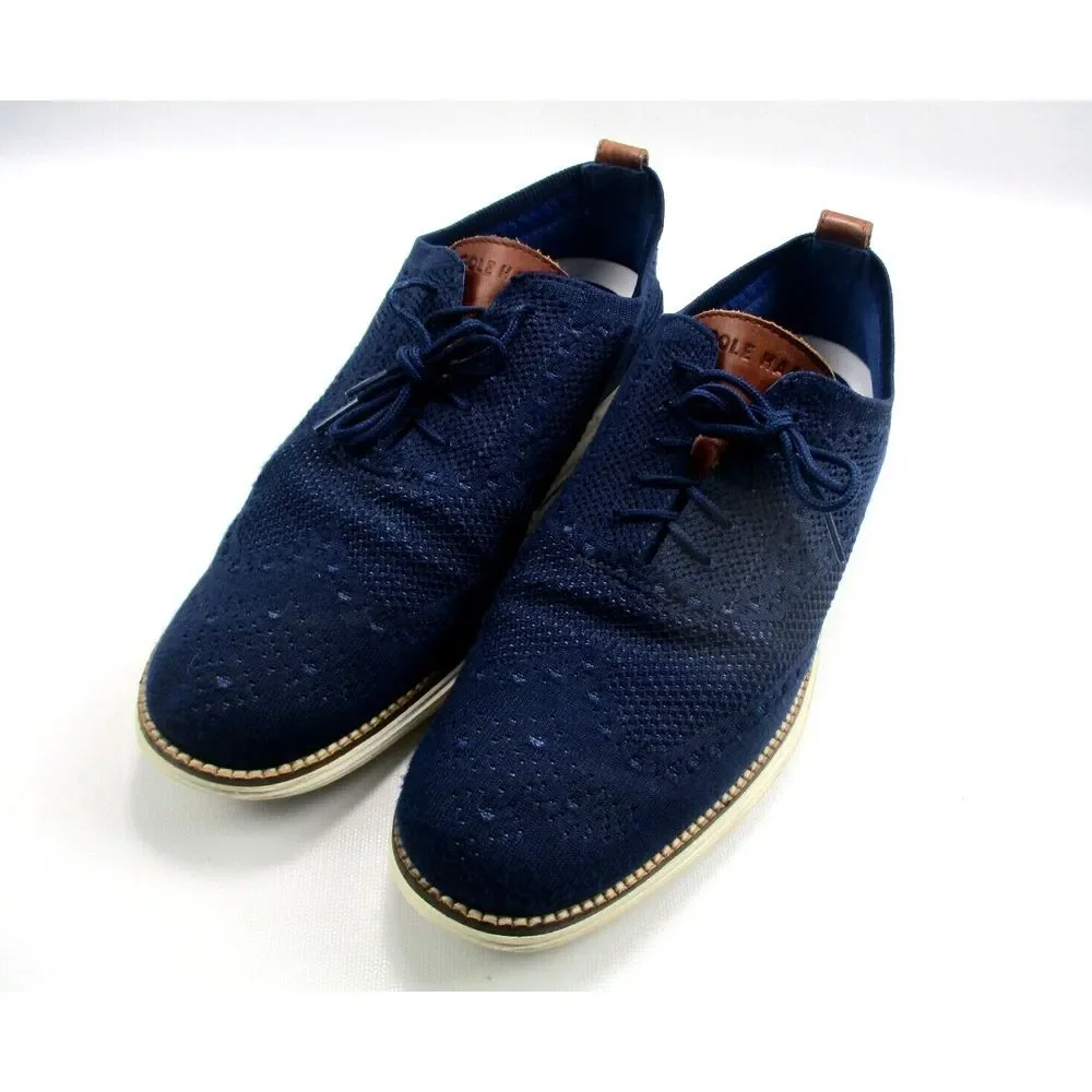 Cole Haan Originalgrand Shoes Navy Stitchlite Ivory Wingtip Oxford C27960 Men 11